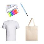 Kit Pentel Pincél Aqua + 8 Tintas + Ecobag + Camiseta Pp