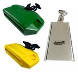 Kit Percussão Cowbell 6" + Bloco Sonoro Agudo e Grave Torell