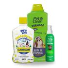 Kit Perfume Para Pets 120ml +  Shampoo Pet Vitaminas 700ml + Shampoo Pet Clareador 500ml