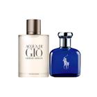 Kit Perfumes Masculino - Ralph Lauren Polo Blue EDT Perfume 40ml e Giorgio Armani Acqua Di Giò Homme EDT Perfume 100ml