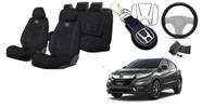 Kit Personalizado Capas Tecido Estofado Assentos Honda HRV 17-24 + Volante + Chaveiro