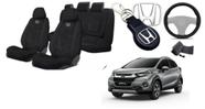 Kit Personalizado Capas Tecido Estofado Assentos Honda WRV 15-24 + Volante + Chaveiro