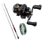 Kit Pesca 15Kg Carretilha 5 Rol Aliviada com Vara Carbono 1,50Mts + Linha Multi - Saint