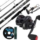 Kit Pesca 15kg Carretilha Anti Cabeleira Vara 14lb 2 Partes