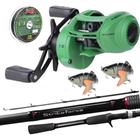 Kit Pesca 15kg Carretilha BG Verde Vara Daiwa 1,68m Isca Lambari