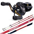 Kit Pesca 21kg Pesqueiro Carretilha Black Tamba Pro Vara Poizon Ponteira Maciça