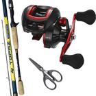 Kit Pesca Carretilha 19 Rolamentos com Vara Topaz 1,80mts e Tesoura