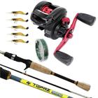 Kit Pesca Carretilha Montana 10000 Com Vara Topaz 1,80mts Linha 5 Iscas