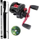 Kit Pesca Carretilha Montana 10000 Vara De Carbono Diamond 1,80mts e Linha Multi 8X