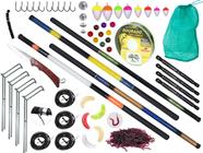 Kit Pesca Com 4 Varas Telescópicas 40% Carbono (2 de 3,60m e 2 de 4,00m) + 4 Suportes p/ Varas + Acessórios (Ref. 139)