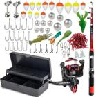 Kit pesca completo 1 Vara + 1 Molinete + 1 Estojo + Itens