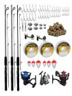 Kit Pesca Completo Molinete 3 Rolamento Com Varas 1,30m 10KG E Acessorios