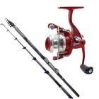 Kit Pesca Maruri Molinete Joker 800 4 Rol Vermelho Vara Immortal 3mts