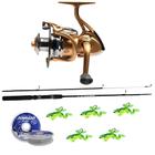 Kit Pesca Molinete Cmik FB4000 6 RoL. Vara 1,80m 40lbs Linha E Isca Sapinho