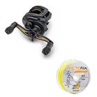 Kit Pescaria Carretilha Black Tamba Pro Esquerda + Linha Victoria 4x Para Pesca Peixe Pesqueiro