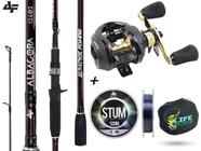 Kit Pesqueiro Albatroz Vara Albacora 8'0" (2,40m) 20-50Lbs 2 Partes + Carretilha V73C + Linha Mono Stum