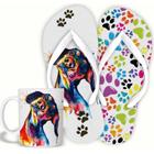 KIT PET Basset Caneca de Polímero 325ML e Chinelo