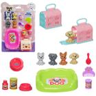 Kit pet com cachorro + caminha e acessorios love pets 12 pecas