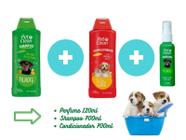 Kit PetClean Shampoo Filhotes + Condicionador + Perfume Pet Cães Gato Banho e Tosa