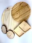 Kit petisqueira tábua porta copos de madeira rústico clássico exclusivo