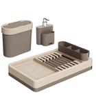 Kit Pia de Cozinha 3pcs Organizador Escorredor de Louças Porta Detergente e Lixeira de Bancada Flat - Coza Brinox