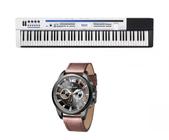 Kit Piano Digital Casio PX5S W e Relogio Masculino Dk11201-6