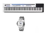 Kit Piano Digital Casio PX5S WE e Relogio Feminino Dk11214-6