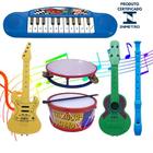 Kit Piano Teclado Tambor Infantil Viola Guitarra 6 Brinquedos Musical Pandeiro Flauta