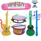 Kit Piano Teclado Tambor Infantil Viola Guitarra 6 Brinquedos Musical Pandeiro Flauta