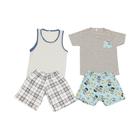 Kit Pijama Infantil Menino 4 peças - Camisetas/Regatas e Bermudas - Tamanho 2