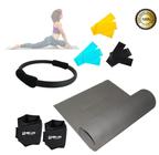 Kit Pilates Anel + Tapete + Kit Faixa + Caneleira 1 Kg