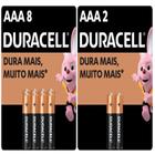 Kit Pilhas Duracell Aaa Palito Com 8 Un + Aaa Palito Com 2un