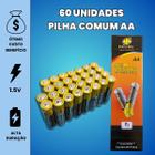 Kit Pilhas Palito AAA + Comum AA 60 Unidades Cada Caixa Cilíndrica - Combos Pilhas