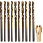 Kit Pinça 2.4Mm E 10 Brocas Hss Titânio Para Micro Retíficas - Dremax