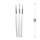 KIT Pincéis Para Unhas 3 Peças 12 CM Desenho Artístico PINCEL