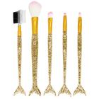 Kit Pincel de Maquiagem Sereia Dourado 5 Peças Art Beauty