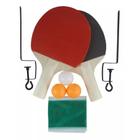 Kit ping pong 6 peças com 2 raquetes 3 bolinhas e 1 redinha de mesa de nylon