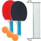 Kit Ping Pong Com 2 Raquete 3 Bolas E Rede Tênis De Mesa