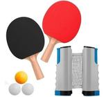 Kit Ping Pong Portátil 2 Raquetes Rede Retrátil 3 Bolinhas