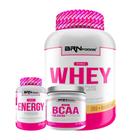 Kit Pink Whey Foods 2Kg + Pink Energy 120Caps + Pink Bcaa Com Colágeno 250G Tangerina Brn Foods