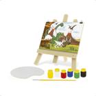 Kit Pintura Fazendo Arte Dinos Dinossauros Brinquedos (Pincel, Cavalete, Paleta, Folha com Desenho e Tinta Guache) - Junges