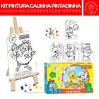 Kit Pintura Galinha Pintadinha Oficial Cavalete Tintas Telas