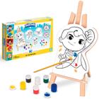 Kit Pintura Infantil Com Cavalete Dc Super Friends Heróis Com Tintas Telas Em Madeira Nig Brinquedos