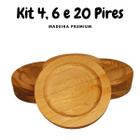 Kit Pires Redondo Porta Xícara De Madeira Pinus Mesa Posta Copo Oferta