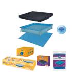 Kit Piscina 1500 L + Capa de Proteção + Forro P/ o Chão + Flutuador Químico P/ Cloro