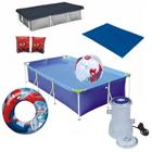 Kit Piscina 3700 L Capa e Forro e Bomba 110v + Boias e Bola Homem Aranha Mor