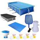 Kit Piscina 5000 Litros + Capa + Forro + Filtro 110v + Cloro + Peneira + Flutuador