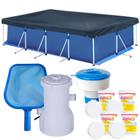 Kit Piscina 6200 L + Capa + Forro + Filtro 110v 2.200 L/H + Cloro + Peneira + Flutuador