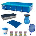 Kit Piscina 7600 L + Capa + Forro + Filtro 3028l/H 110v + Cloro + Peneira + Flutuador