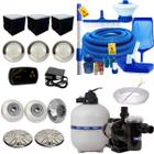 Kit Piscina Bomba 3/4 + Filtro V-50 De 6 Vias Com Iluminação